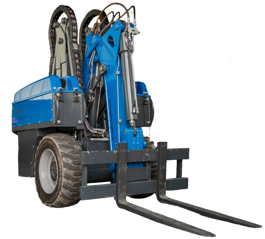 QuiMo WL1600, vollelektrischer Kompaktlader mit innovativem Gegengewichtssystem, hoher Wendigkeit und bis zu 1600 kg Nutzlast für effizientes Materialhandling.