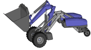 Erstes CAD-Modell des Proof of Concept des QuiMo WL 1600 der Baumaschine für beengte Verhältnisse